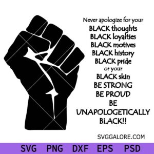 Never Apologize For Your Blackness Svg, Juneteenth Svg, Freedom Day Svg, Black lives matter Svg, Black History Svg, African American Svg