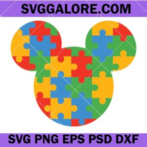 Autism mickey mouse svg, Mouse Autism Svg, Puzzle Piece Svg, Autism Awareness Svg, Autism Acceptance Svg, Cartoon Autism Svg, Autism Support Svg