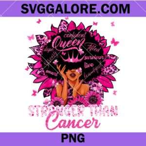 Black queen stronger than cancer PNG, breast cancer awareness PNG, cancer awareness PNG, cancer ribbon PNG