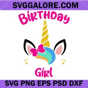 Birthday Girl svg, Birthday Princess Svg, Birthday Svg, Happy Birthday Svg, Birthday Shirt Svg, It's My Birthday Svg, Unicorn Bandana svg, Girls svg