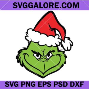 Grinch with santa hat svg, Santa svg, Christmas svg, Grinch face svg, Cute holiday svg, Funny grinch face svg, Merry christmas svg